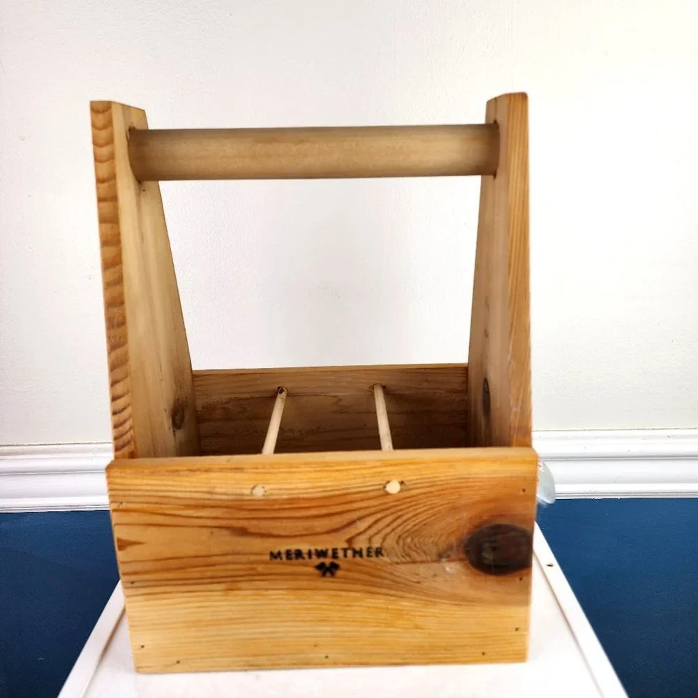 Meriwether Wood Beer Carrier Six Pack Case with Bottle Opener